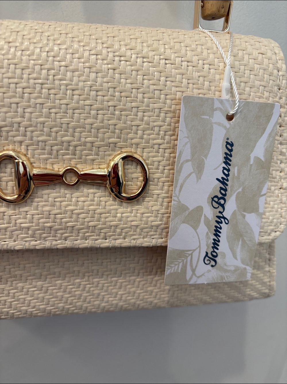 NWT Tommy Bahama woven handbag with bamboo strap - Picture 5 of 7